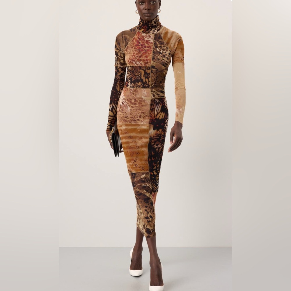 Fuzzy Abito Patchwork Mesh Dress - image 1